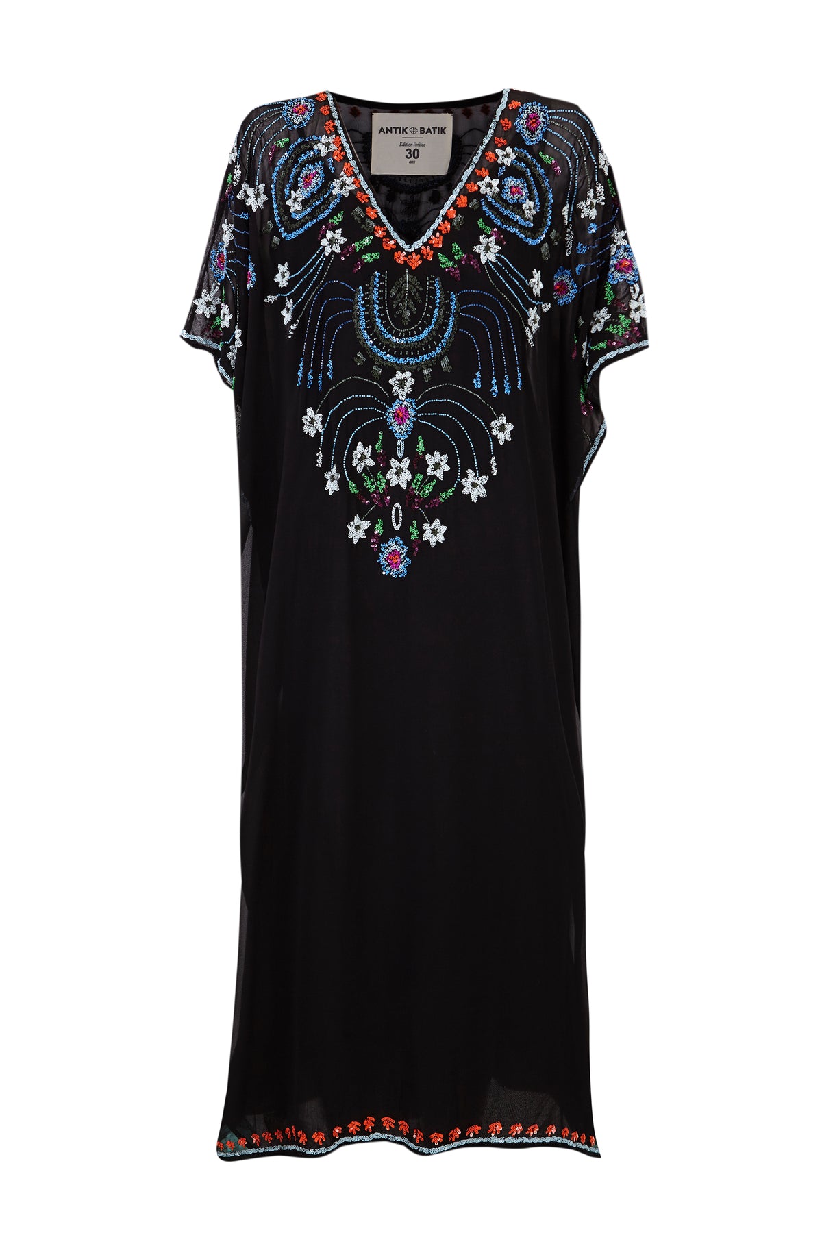Kaftan brodé de perles Ayleen - Black