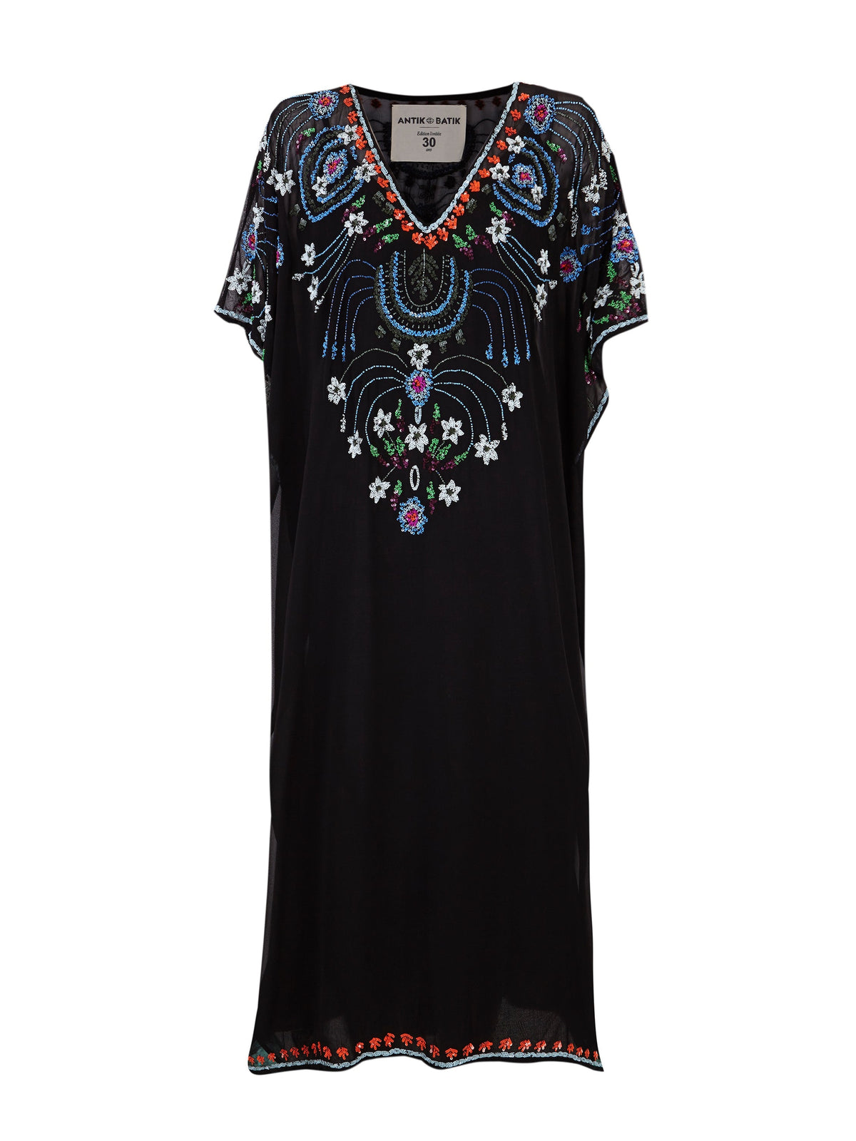 Kaftan brodé de perles Ayleen - Black