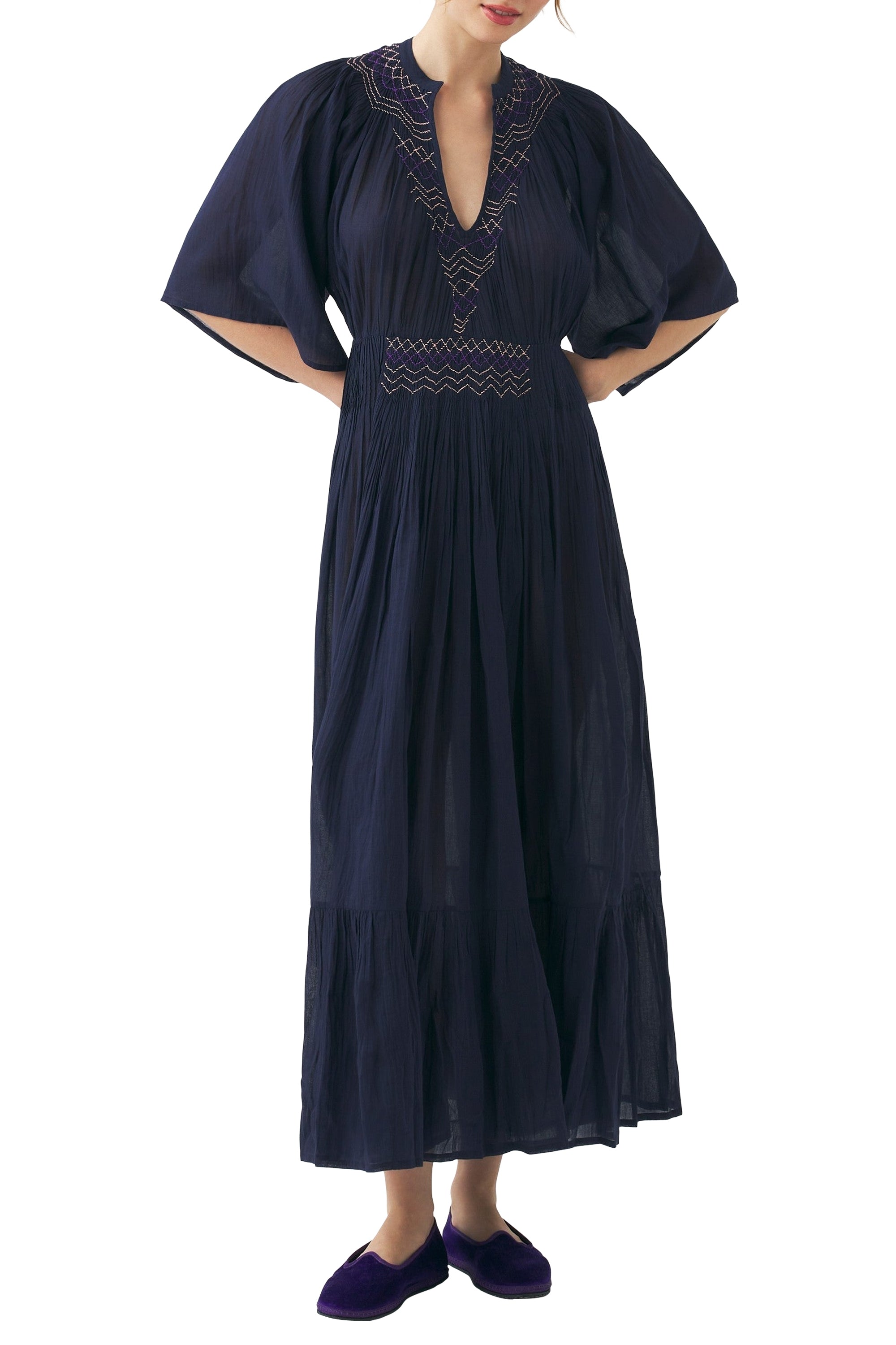 Robe longue à volants Ayo - Navy
