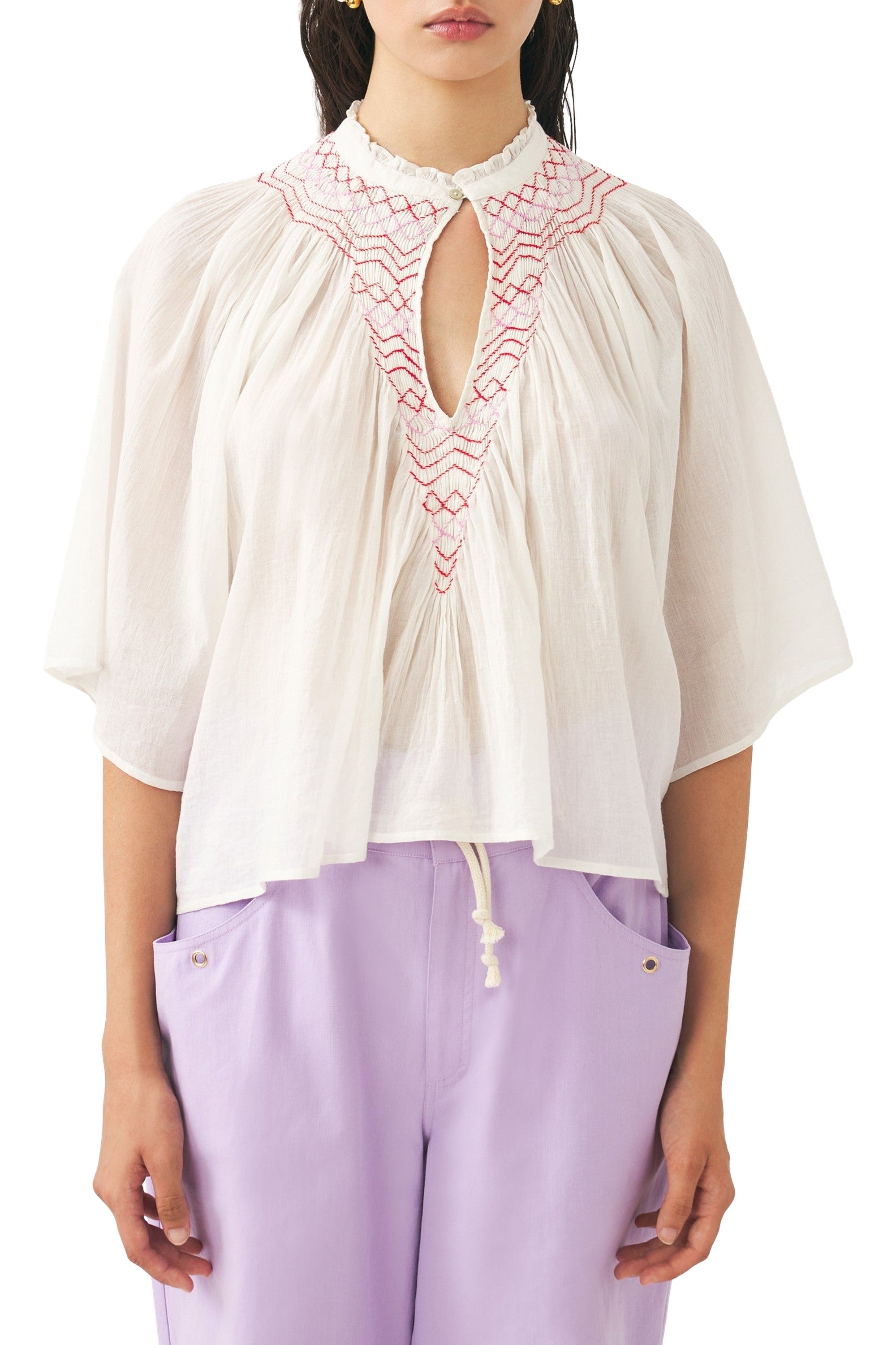 Blouse brodée Ayo - Cream