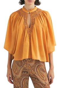 Blouse brodée Ayo - Rust