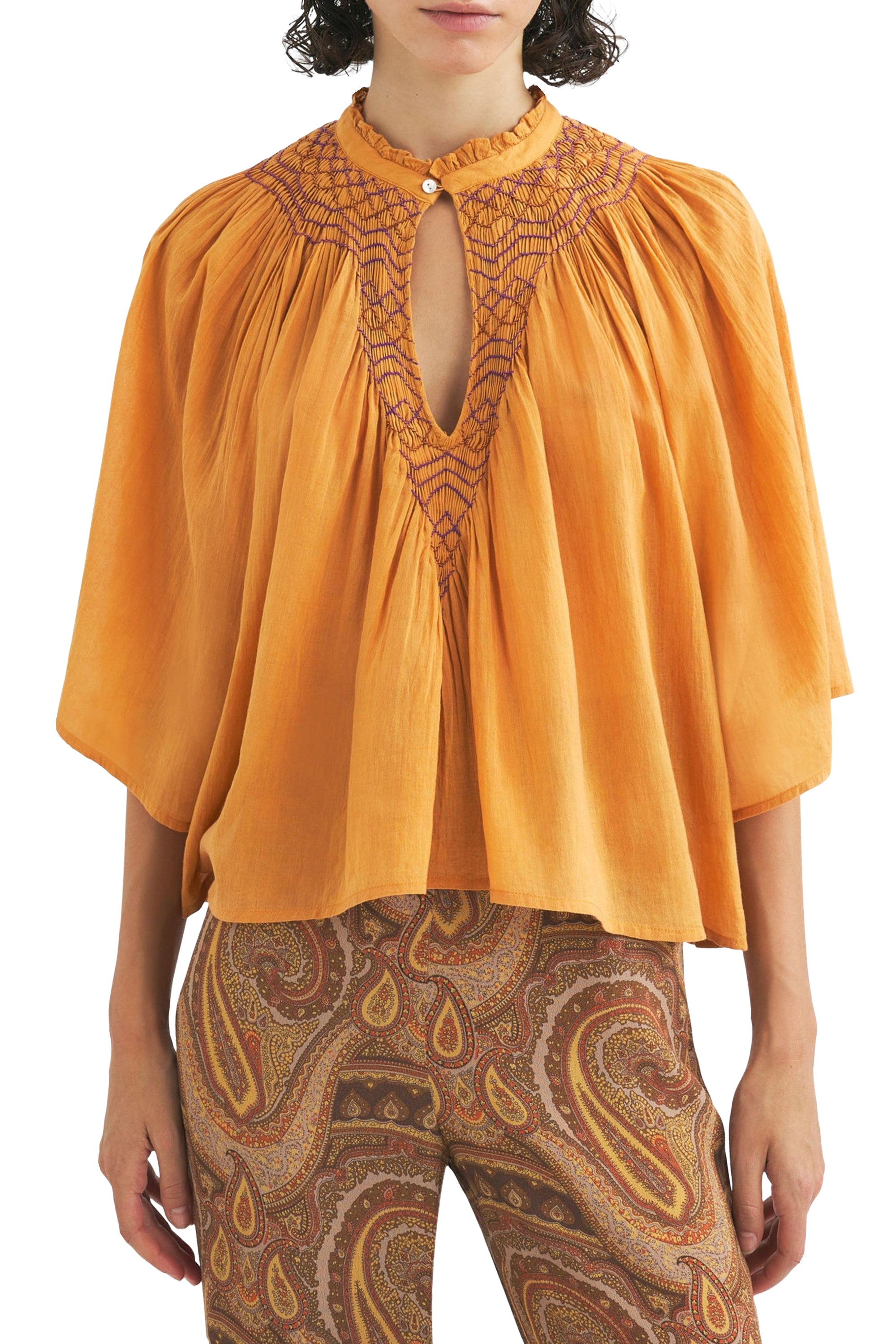 Blouse brodée Ayo - Rust