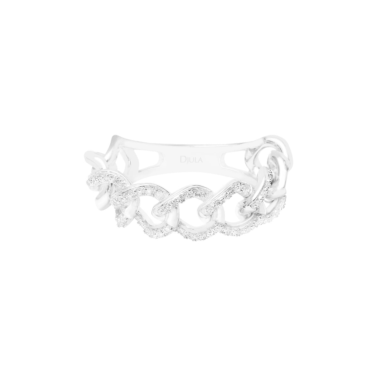 Bague Gypsy en Or blanc 18K sertie de diamants - Blanc