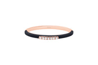 Noir / Bague Émail en Or rose 14K sertie de diamants - Noir