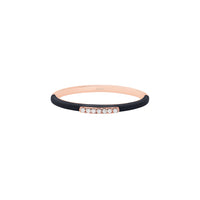 Noir / Bague Émail en Or rose 14K sertie de diamants - Noir