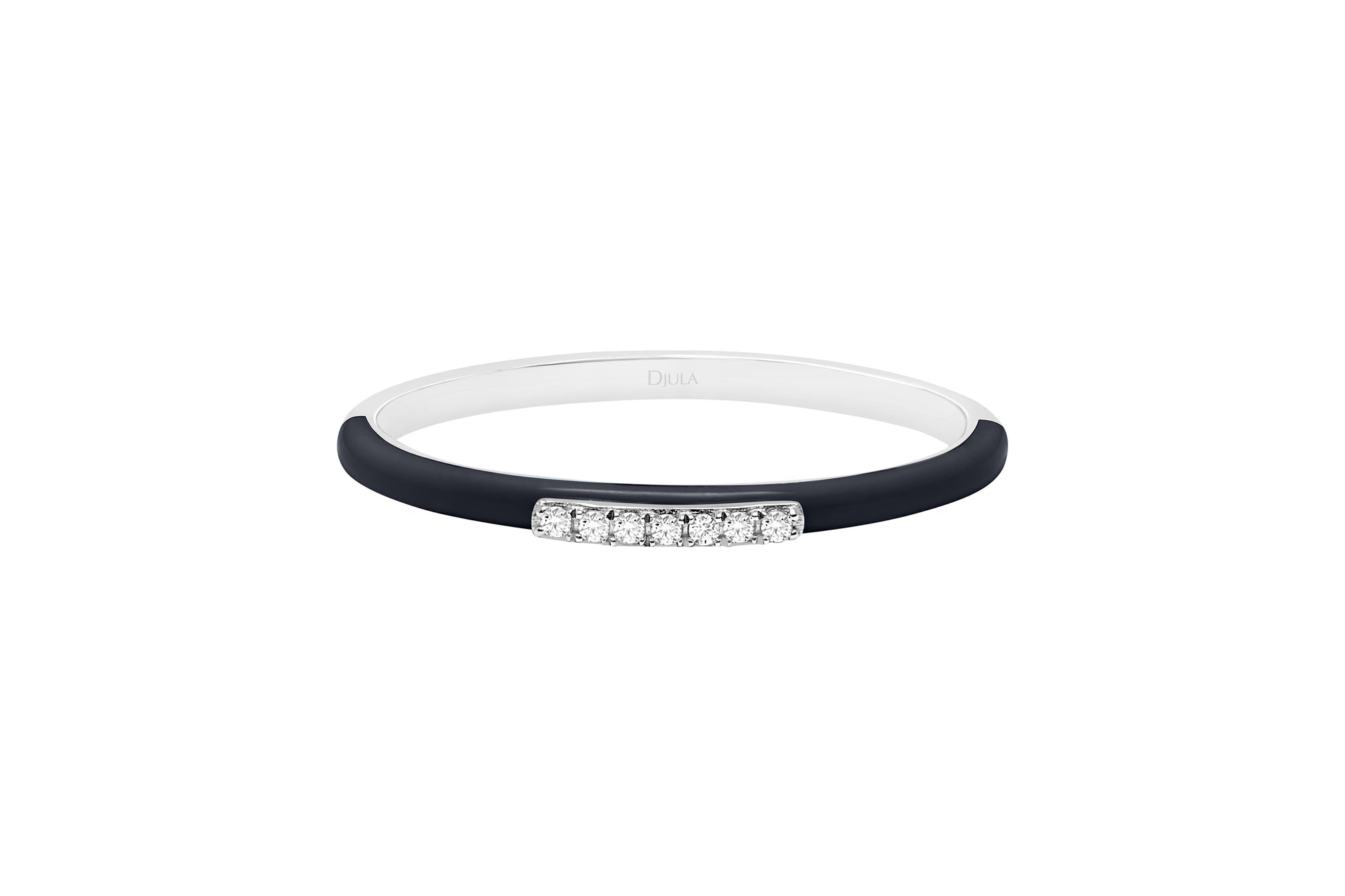 Noir / Bague Émail en Or blanc 14K sertie de diamants - Noir