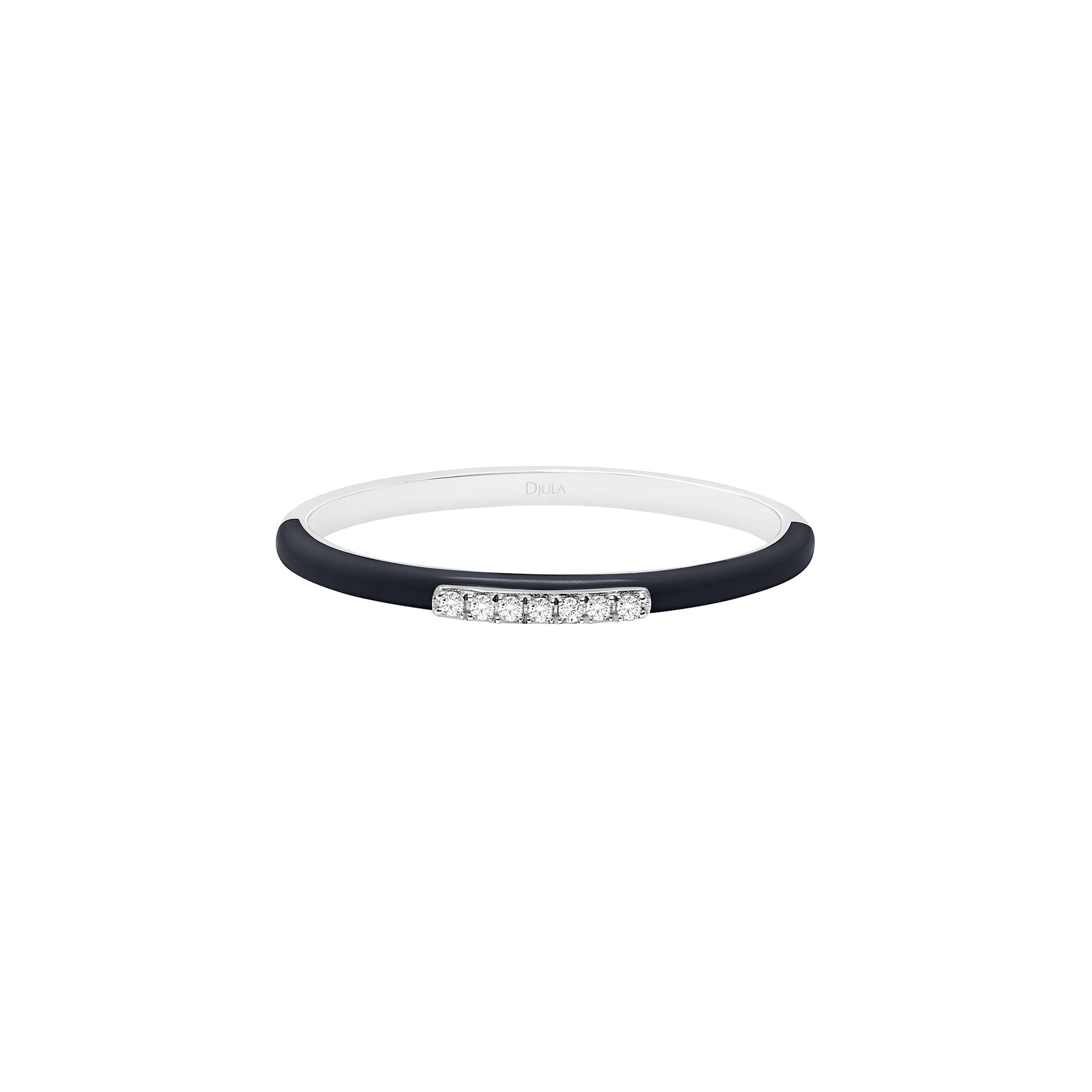 Noir / Bague Émail en Or blanc 14K sertie de diamants - Noir