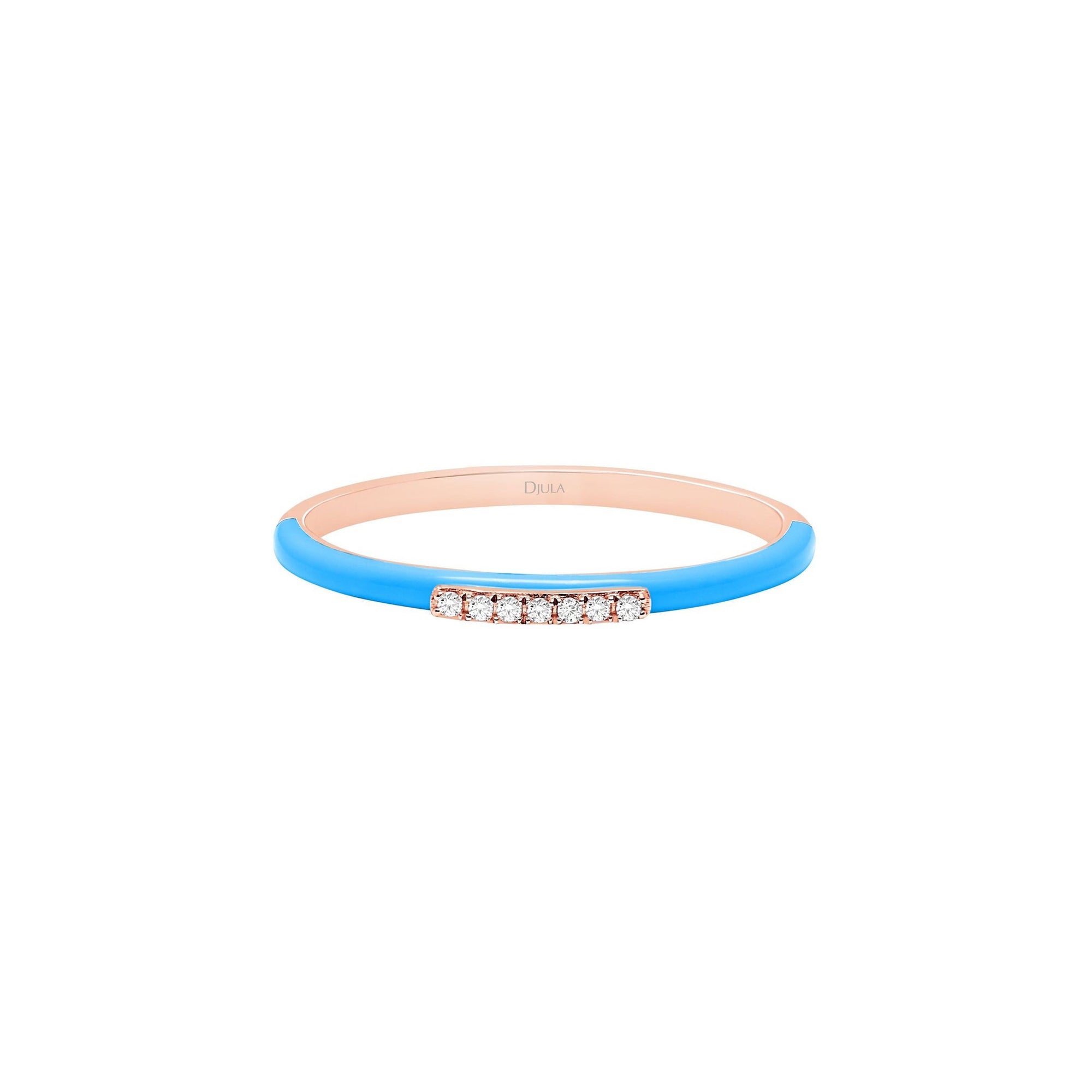 Bleu / Bague Marbella en Or rose 14K sertie de diamants - Bleu