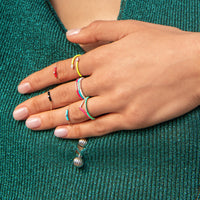 Jaune / Bague V Émail en Or rose 14K sertie de diamants - Jaune