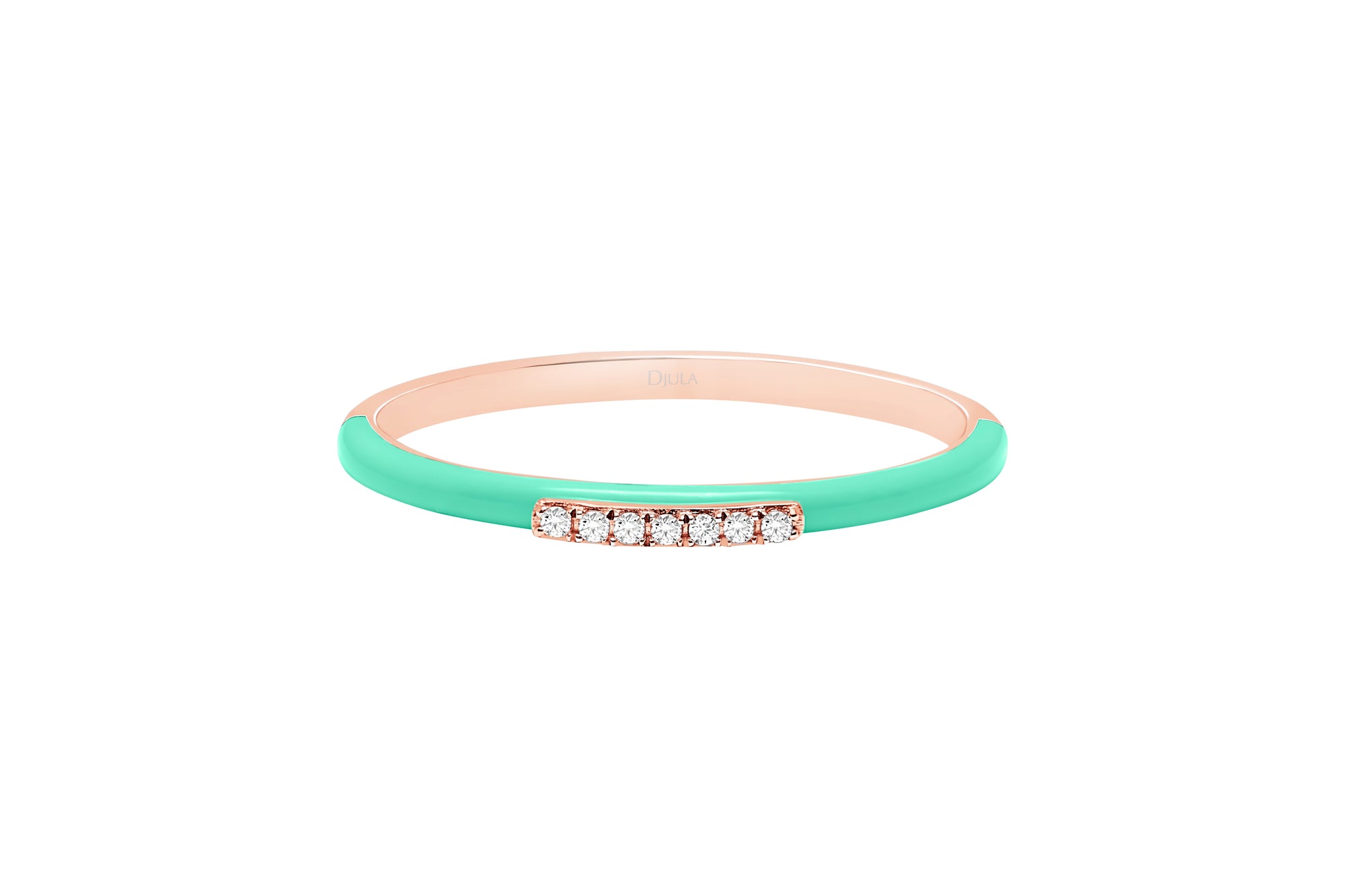 Vert / Bague Émail en Or rose 14K sertie de diamants - Vert