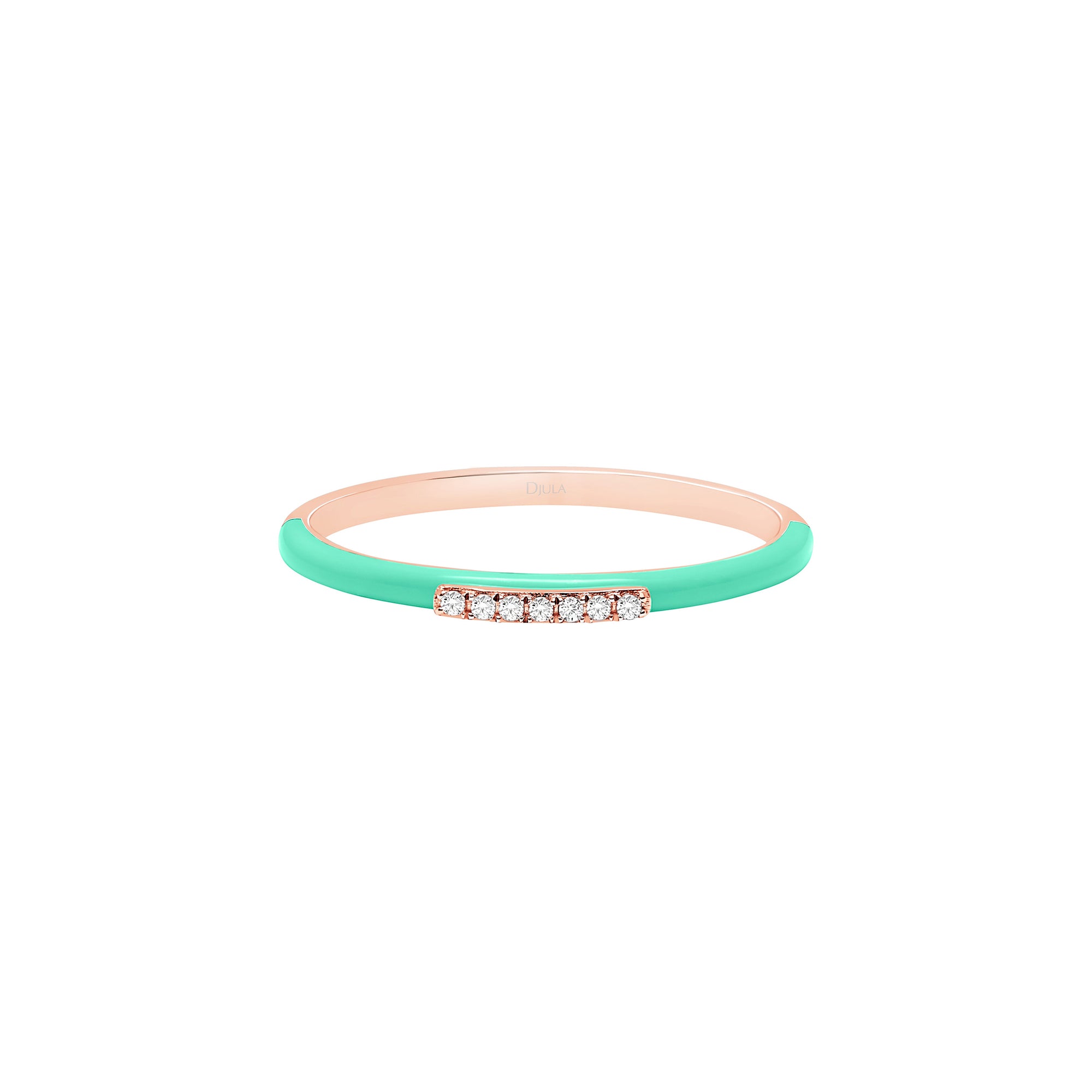 Vert / Bague Émail en Or rose 14K sertie de diamants - Vert
