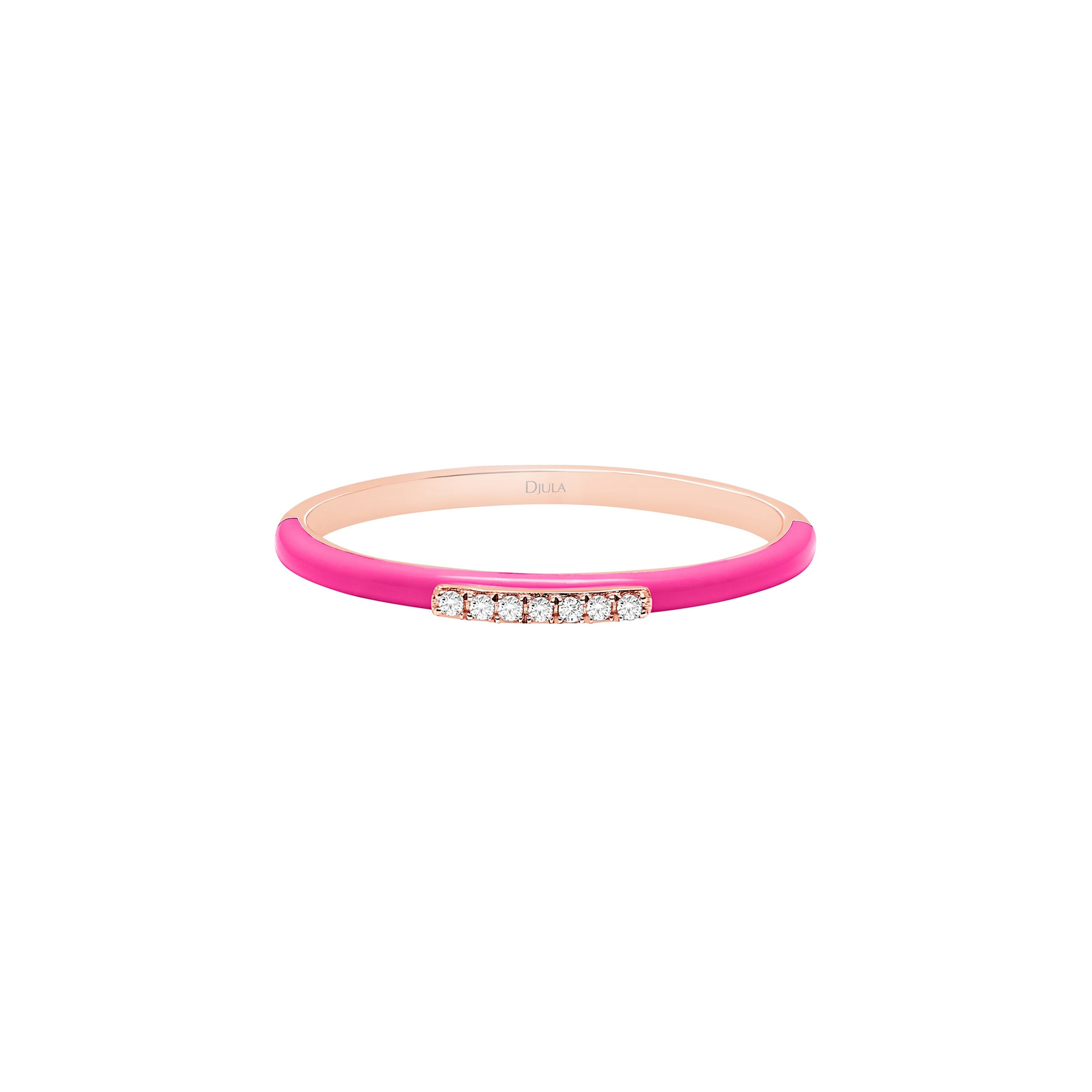 Rose / Bague en Or rose 14K sertie de diamants - Rose