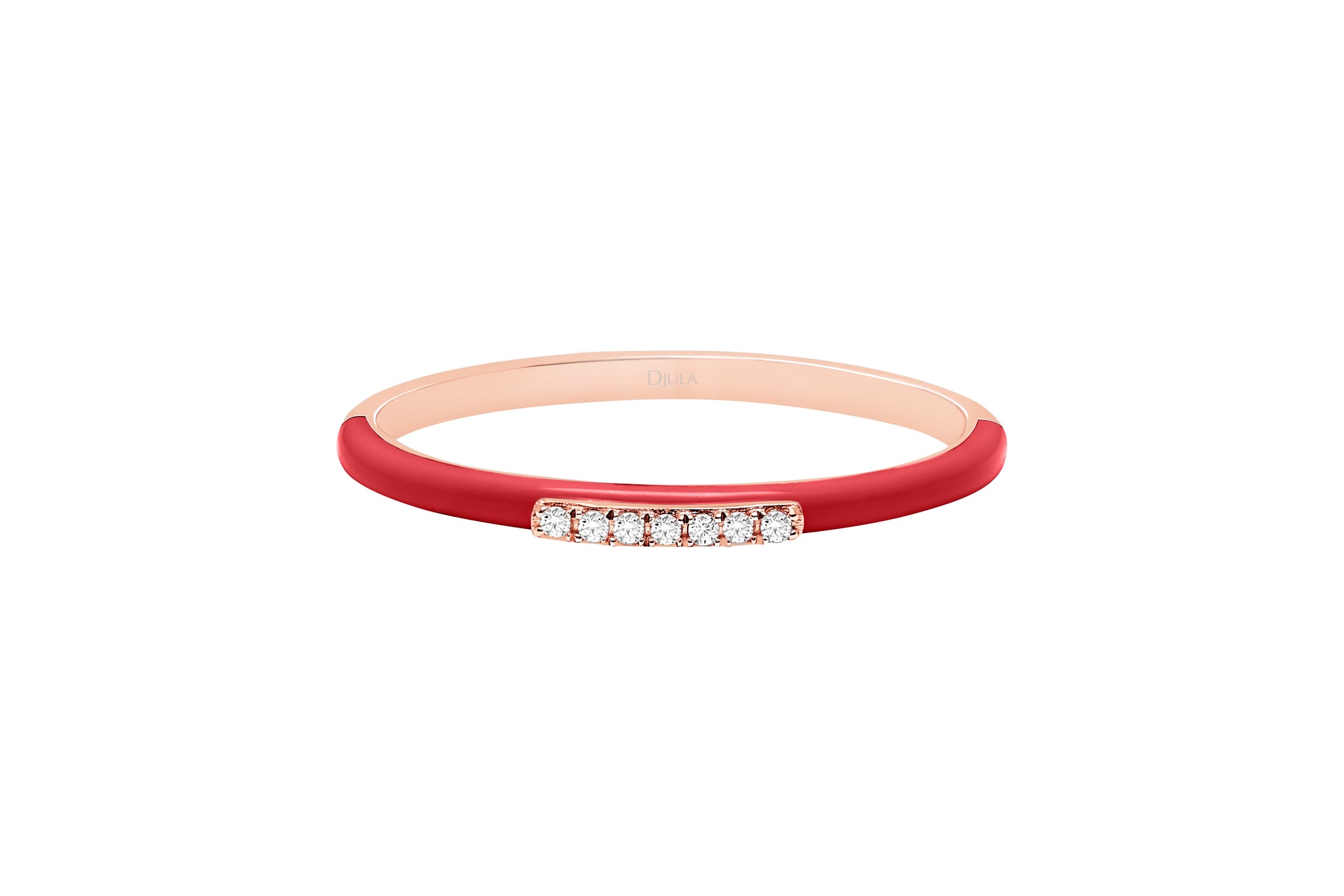 Rouge / Bague Émail en Or rose 14K sertie de diamants - Rouge