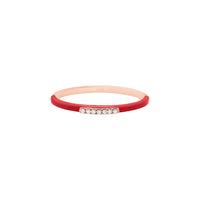 Rouge / Bague Émail en Or rose 14K sertie de diamants - Rouge