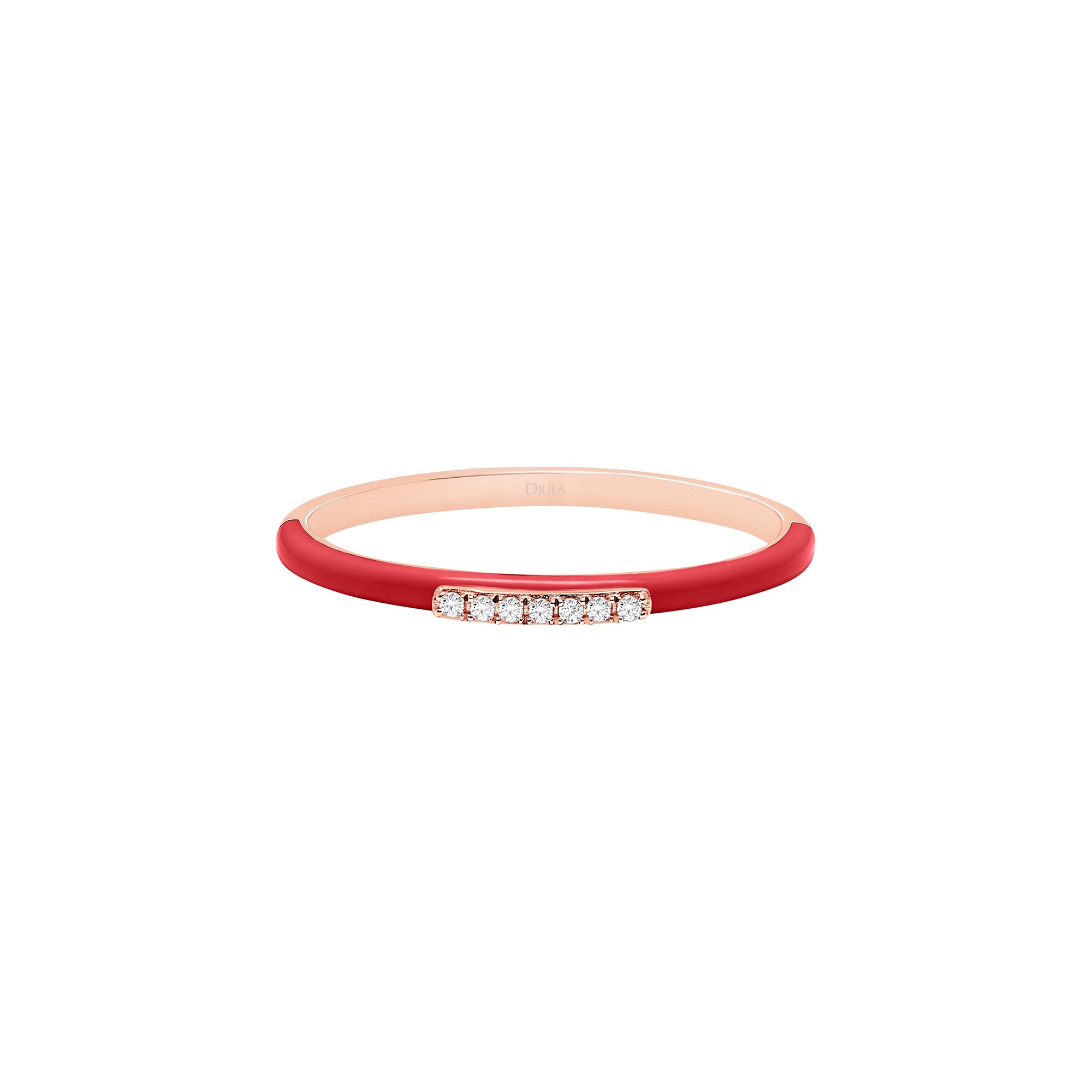 Rouge / Bague Émail en Or rose 14K sertie de diamants - Rouge