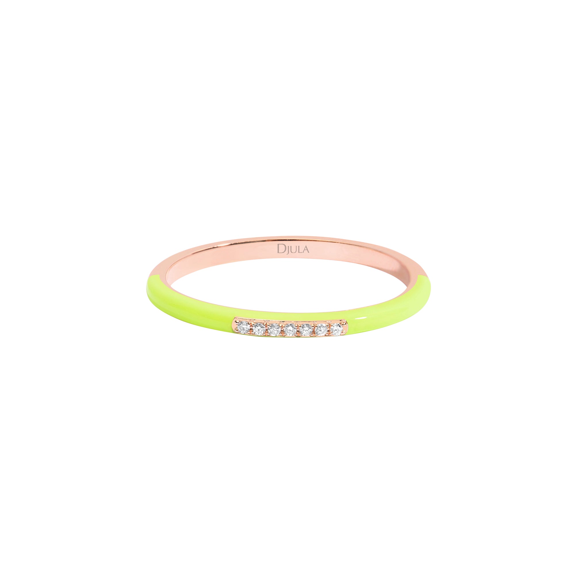 Jaune / Bague en Or rose 14K sertie de diamants - Jaune