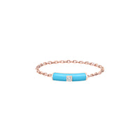 Bleu / Bague Chaîne en Or rose 14K sertie de diamants - Bleu