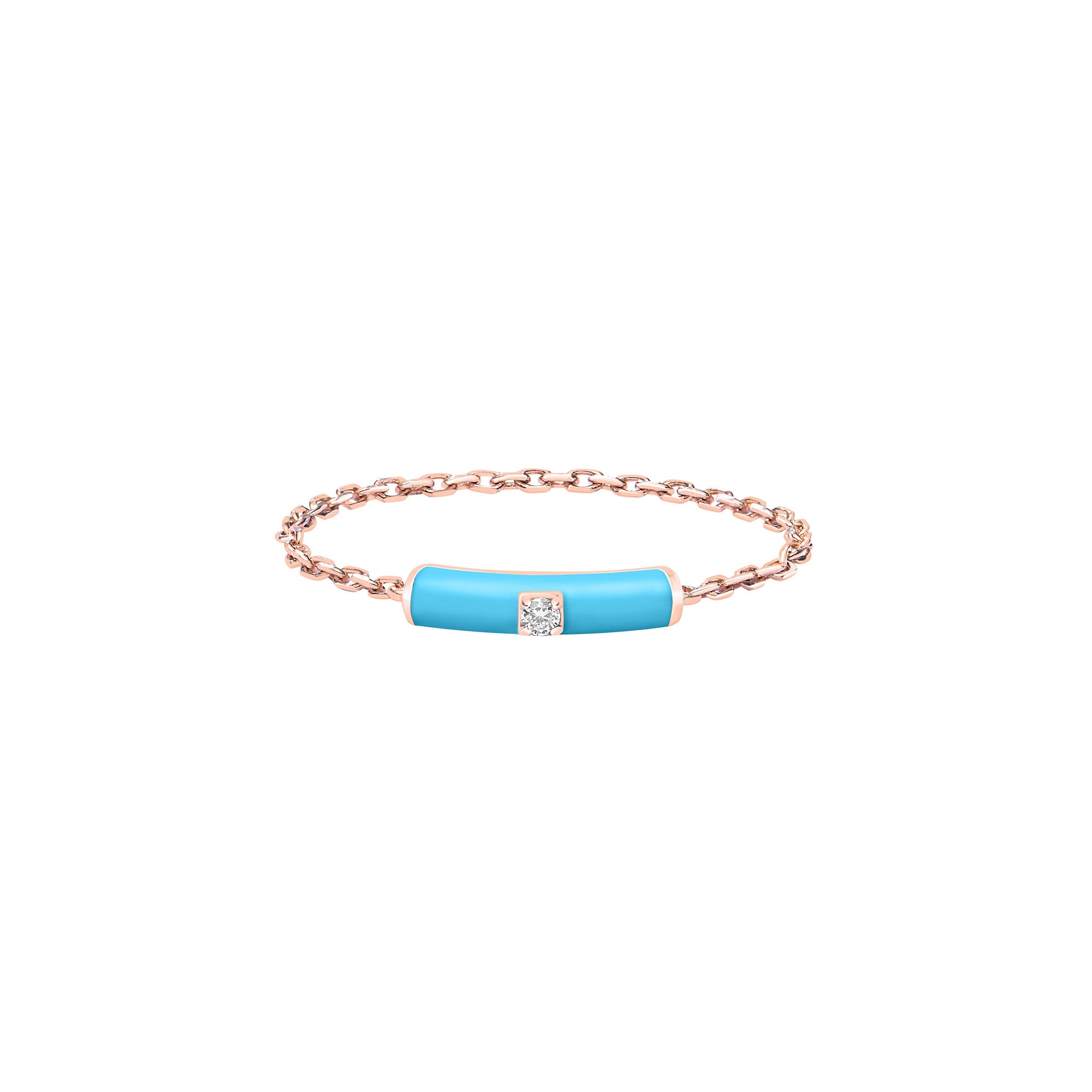 Bleu / Bague Chaîne en Or rose 14K sertie de diamants - Bleu