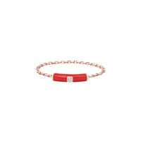 Rouge / Bague Chaîne Émail en Or rose 14K sertie de diamant - Rouge