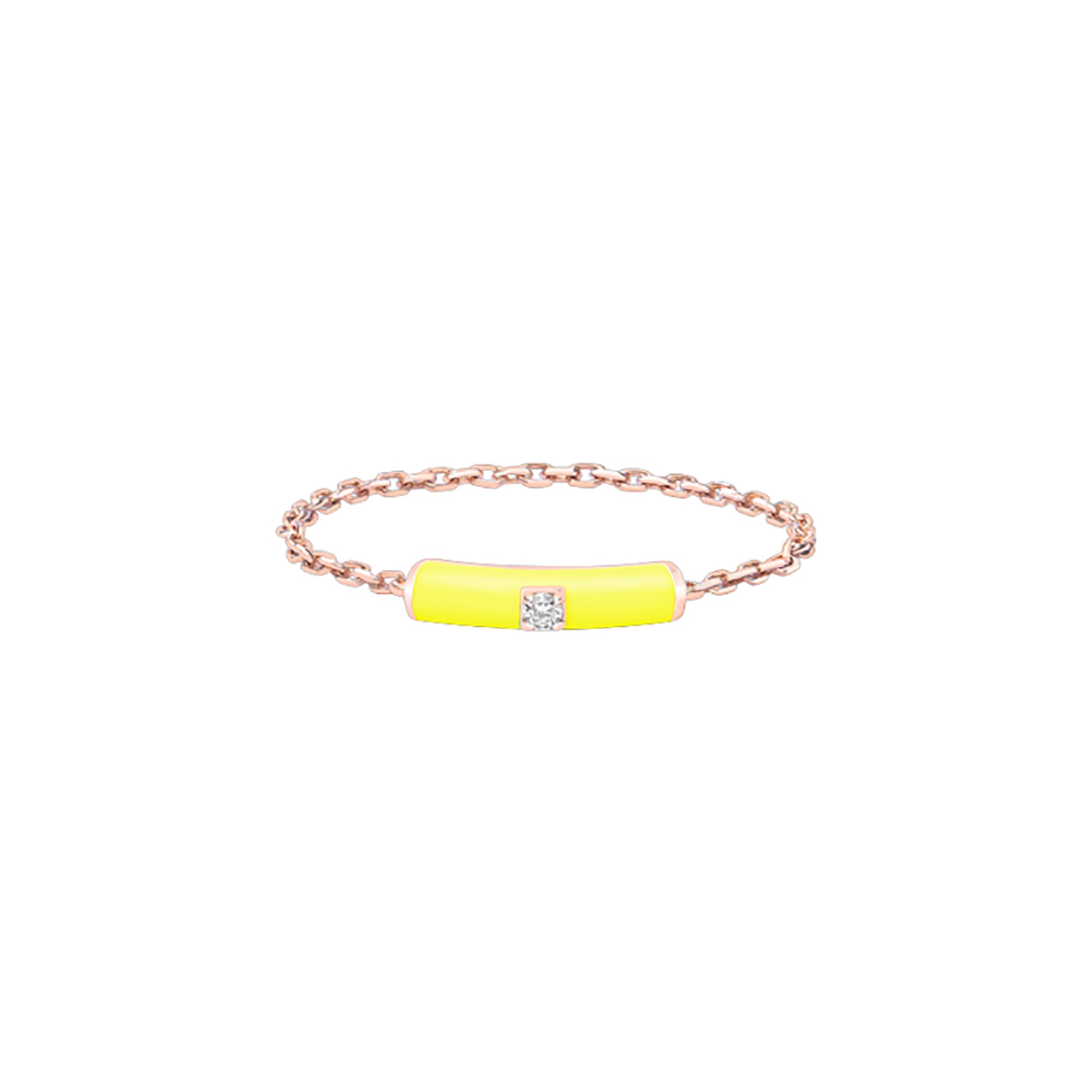 Jaune / Bague Chaîne en Or rose 14K sertie de diamant - Jaune