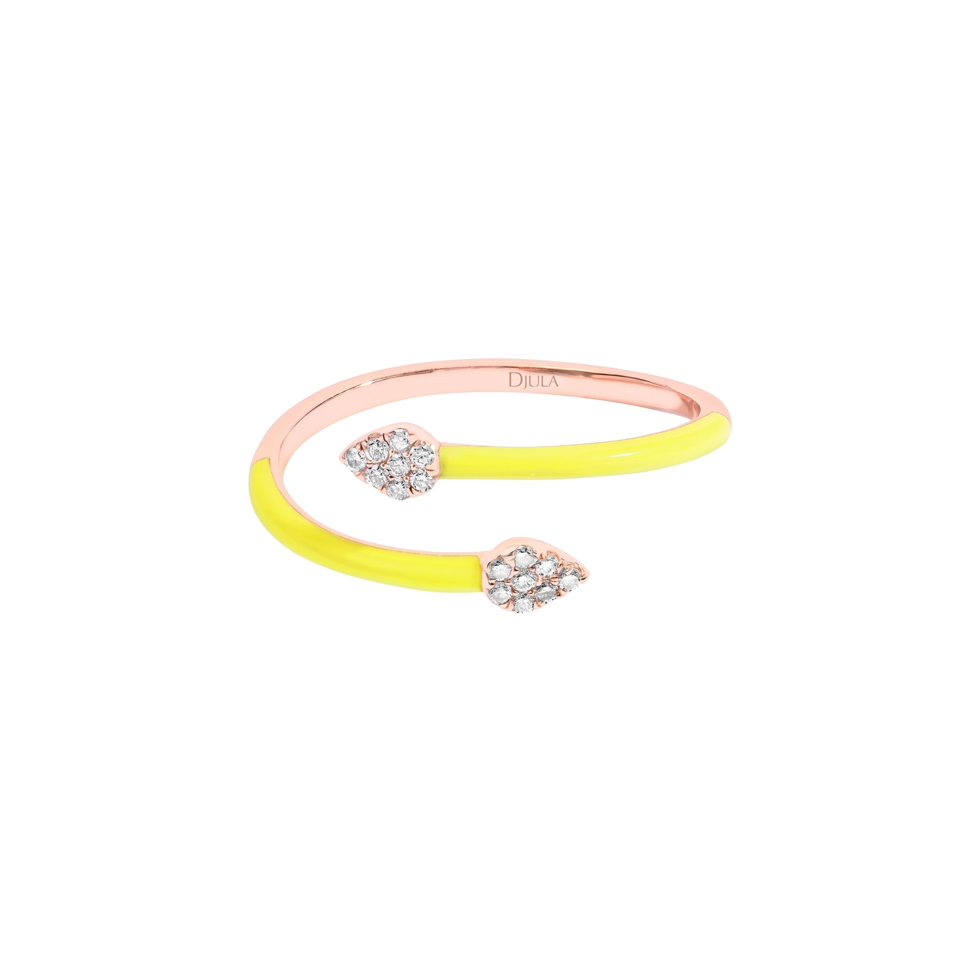 Bague Spirale Émail en Or rose 18K sertie de diamants - Jaune