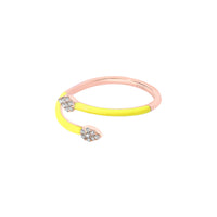 Jaune / Bague Spirale Émail en Or rose 18K sertie de diamants - Jaune