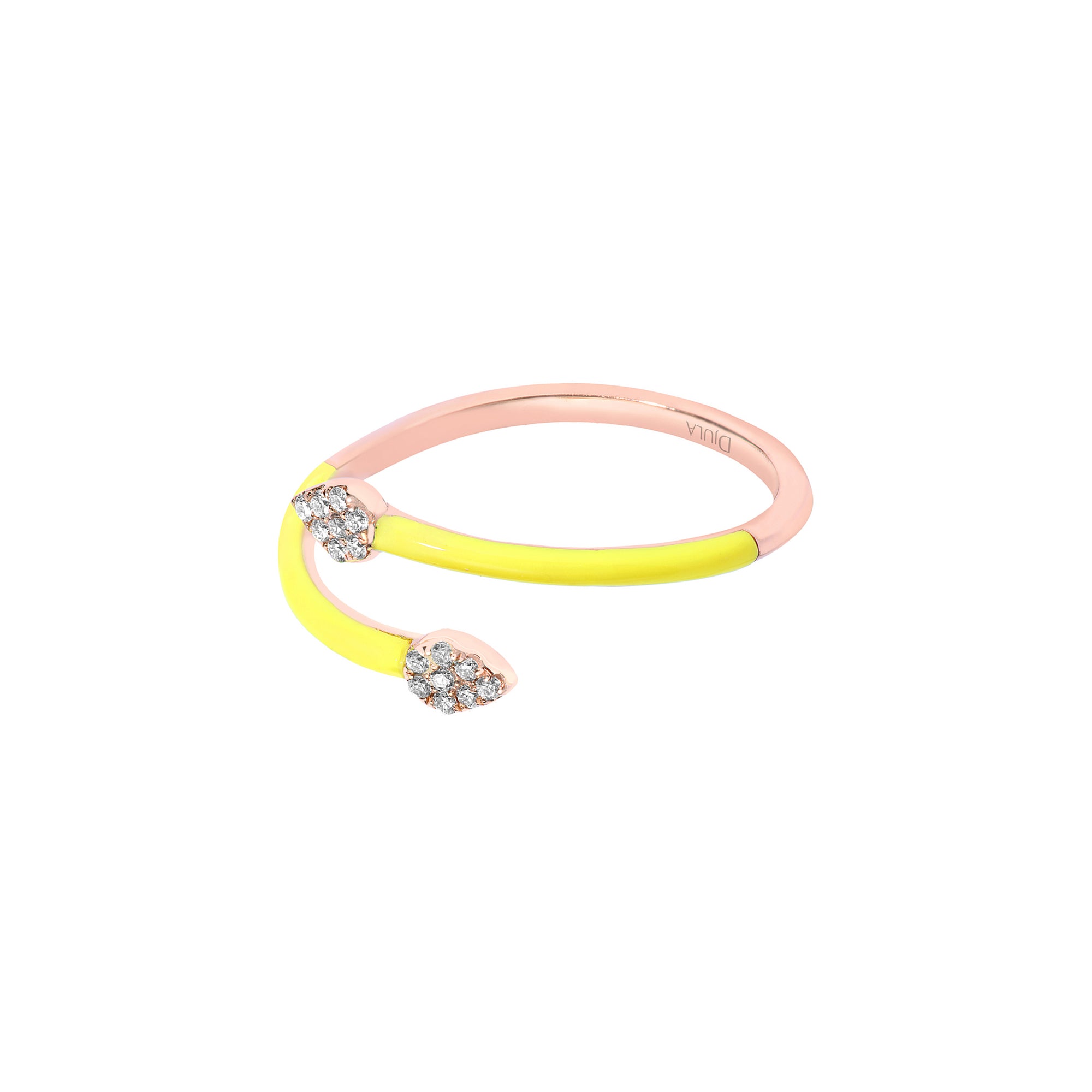 Jaune / Bague Spirale Émail en Or rose 18K sertie de diamants - Jaune