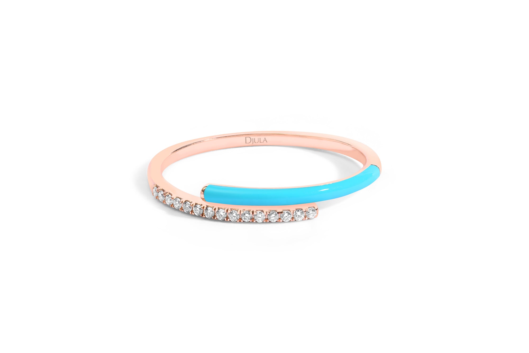 Jaune / Bague Spirale Émail en Or rose 14K sertie de diamants - Jaune