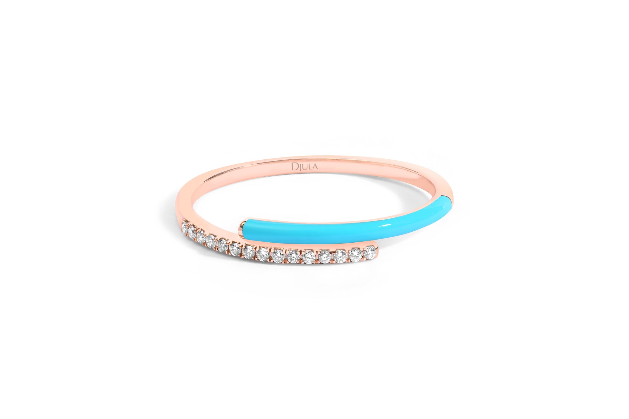 Jaune / Bague Spirale Émail en Or rose 18K sertie de diamants - Jaune