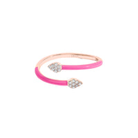 Rose / Bague Spirale Émail en Or rose 14K sertie de diamants - Rose