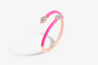Rose / Bague Spirale Émail en Or rose 14K sertie de diamants - Rose
