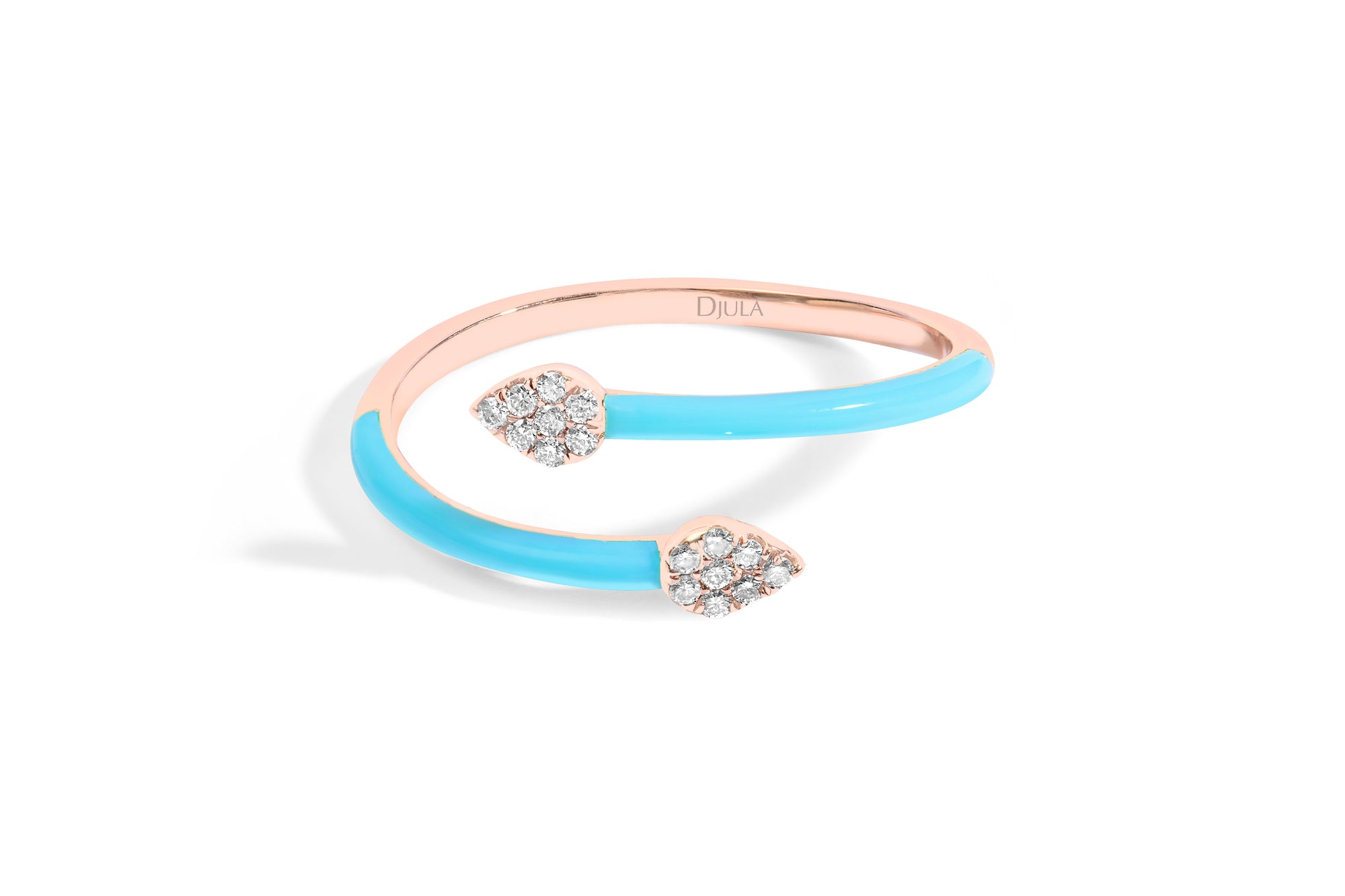 Bleu / Bague Spirale Émail en Or rose 14K sertie de diamants - Bleu