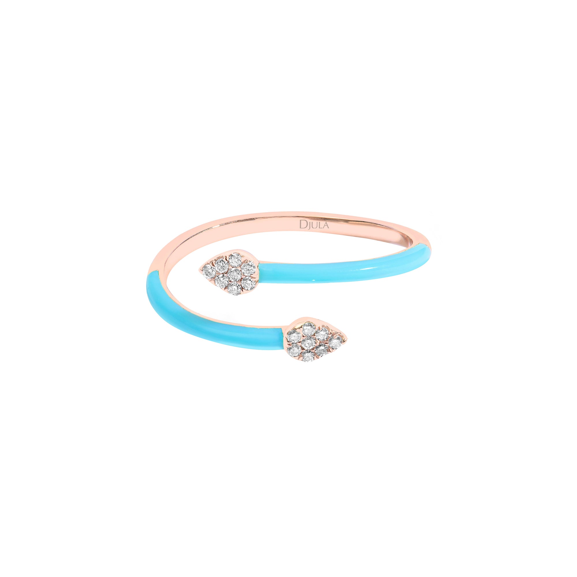 Bleu / Bague Spirale Émail en Or rose 14K sertie de diamants - Bleu