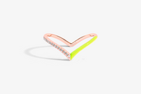 Jaune / Bague V Émail en Or rose 14K sertie de diamants - Jaune