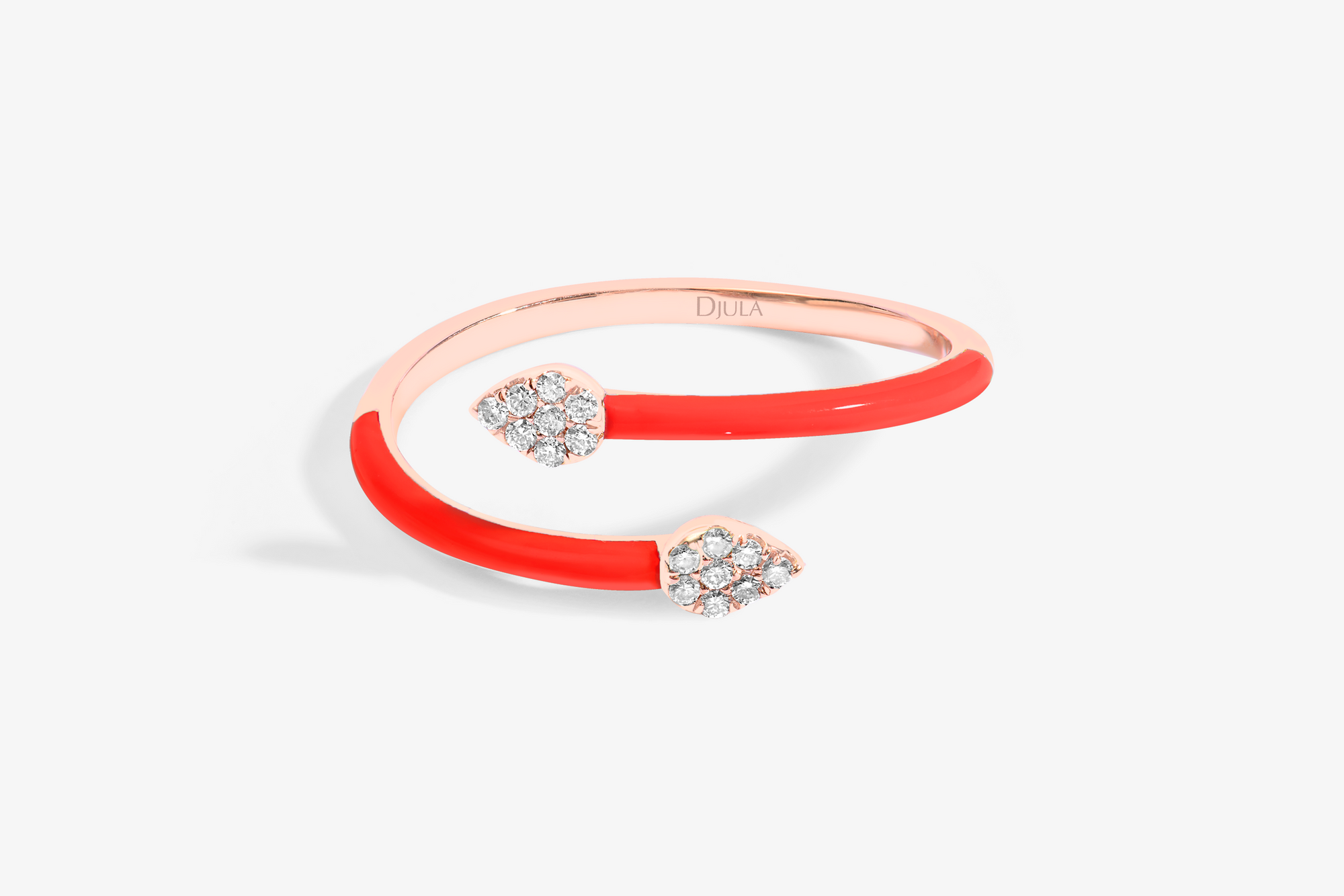 Rouge / Bague Spirale Émail en Or rose 14K sertie de diamants - Rouge