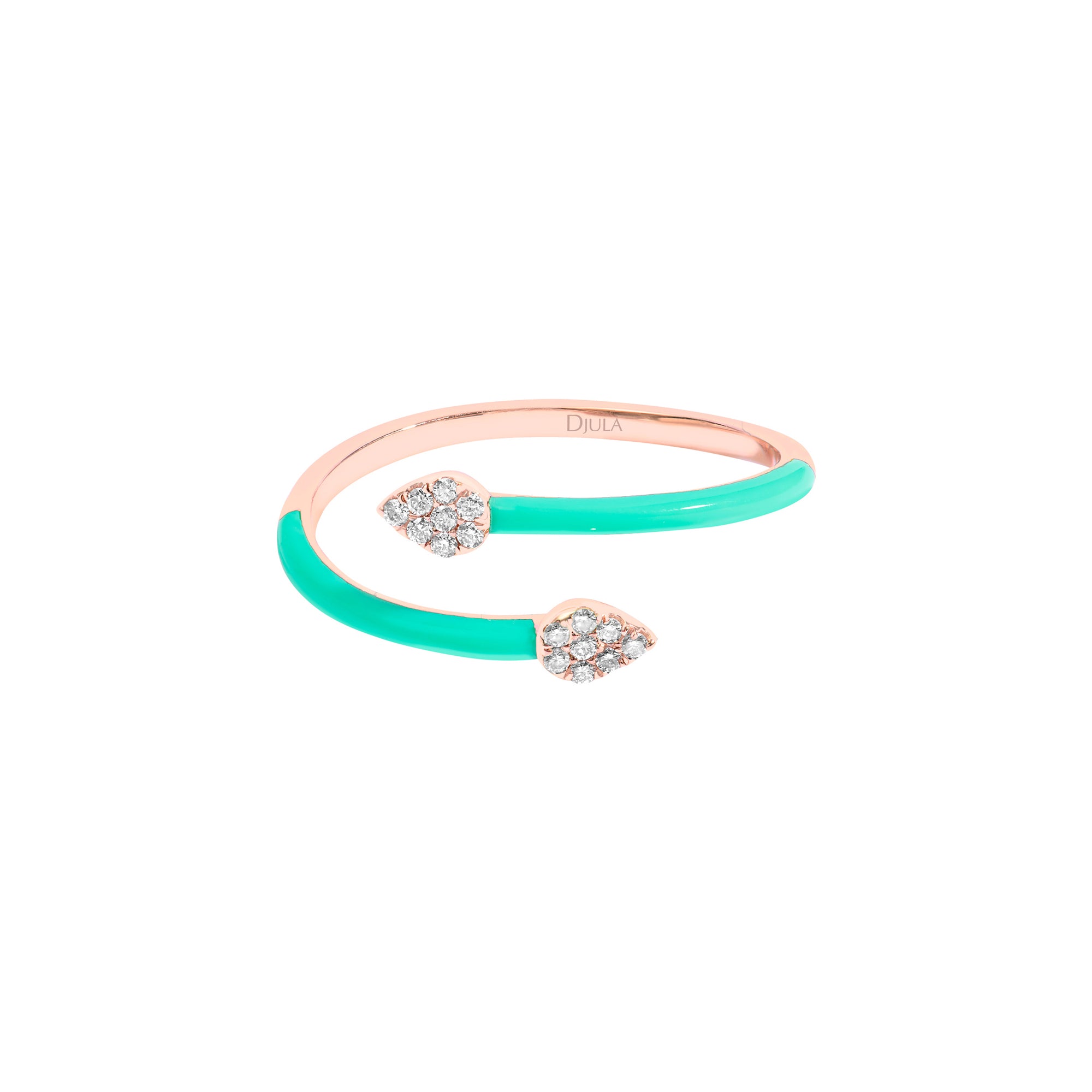 Vert / Bague Spirale Émail en Or rose 14K sertie de diamants - Vert