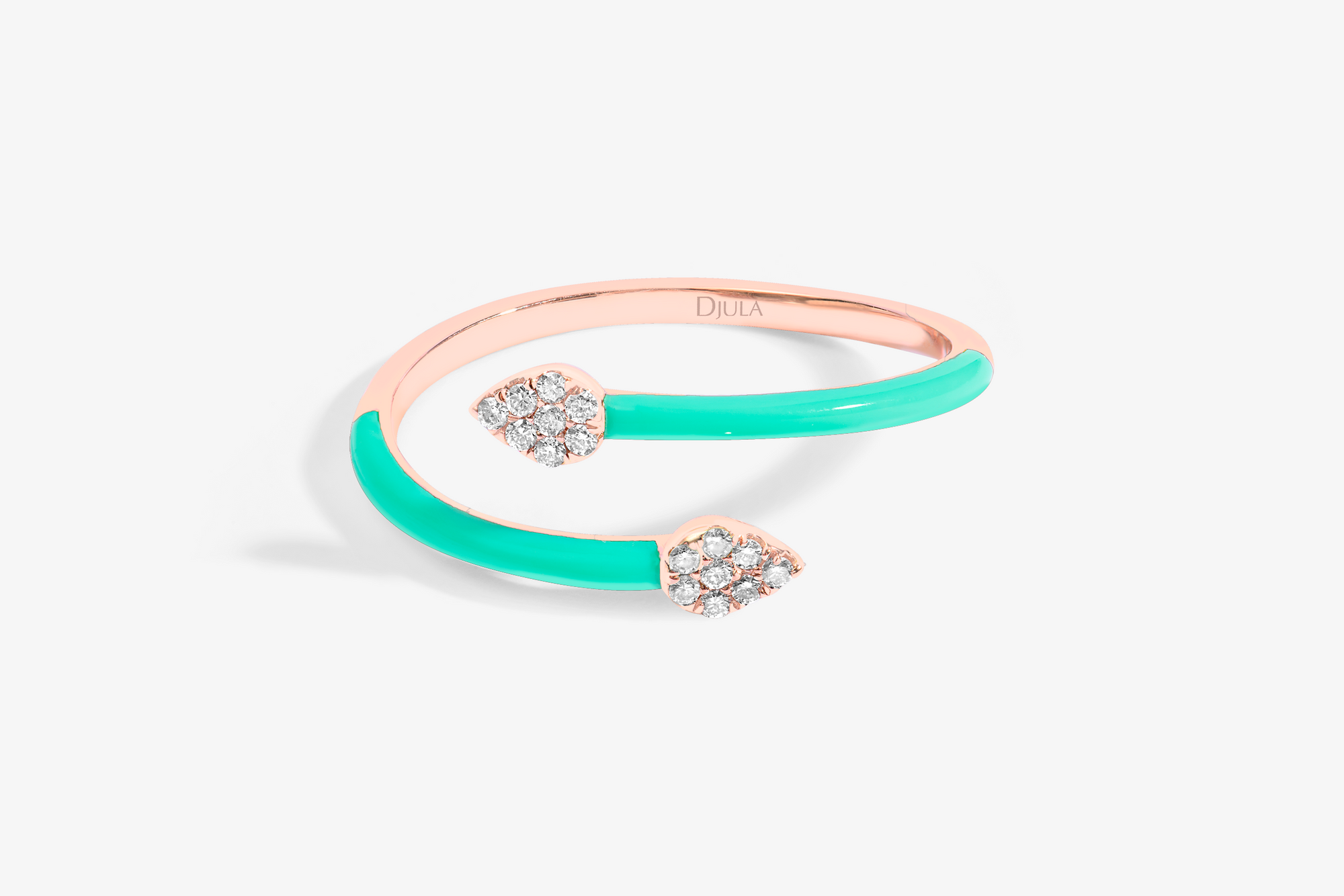 Vert / Bague Spirale Émail en Or rose 14K sertie de diamants - Vert
