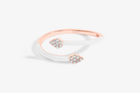 Blanc / Bague Spirale Émail en Or rose 14K sertie de diamants - Blanc