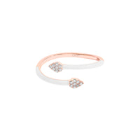 Blanc / Bague Spirale Émail en Or rose 14K sertie de diamants - Blanc