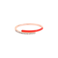 Rouge / Bague Toi et Moi Émail en Or rose 14K sertie de diamants - Rouge