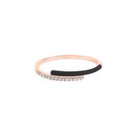 Toi et Moi Enamel ring in 14K pink gold set with diamonds - Black