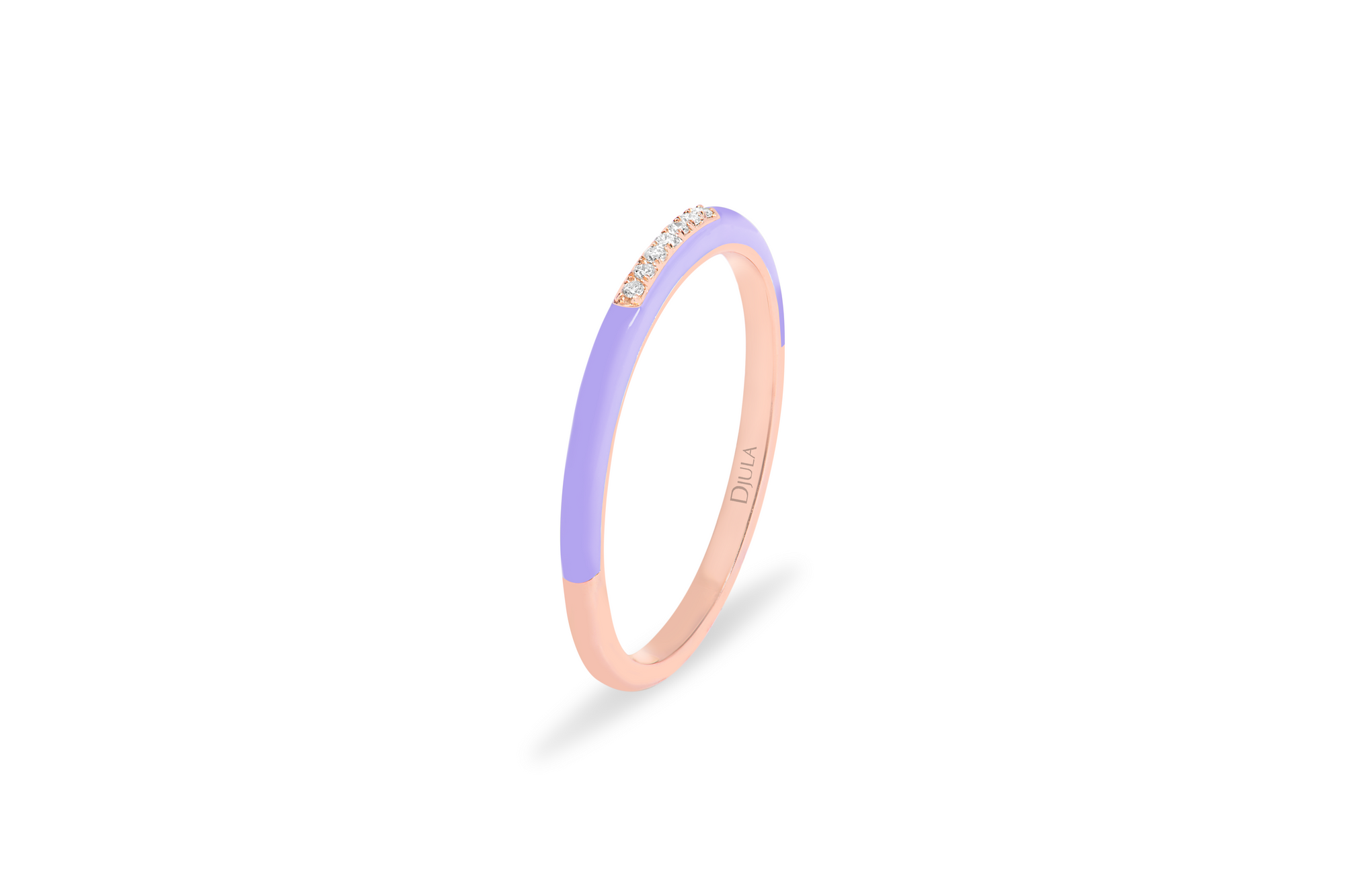 Lilas / Bague Émail en Or rose 14K sertie de diamants - Lilas