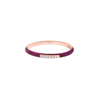 Aubergine / Bague Émail en Or rose 14K sertie de diamants - Aubergine