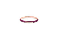 Aubergine / Bague Émail en Or rose 14K sertie de diamants - Aubergine