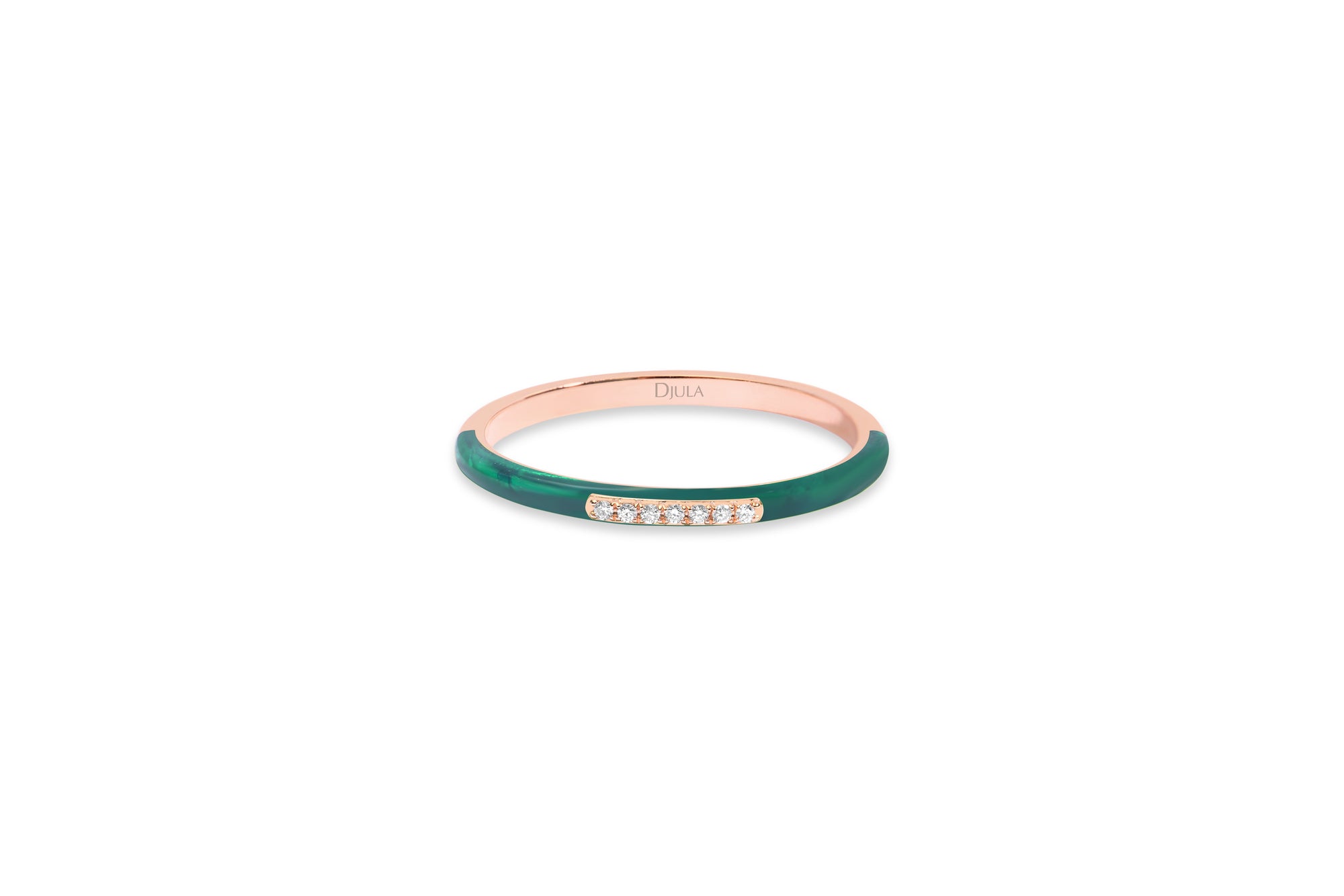 Emeraude / Bague Marbella en Or rose 14K sertie de diamants - Emeraude