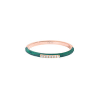 Emeraude / Bague en Or rose 14K sertie de diamants - Emeraude