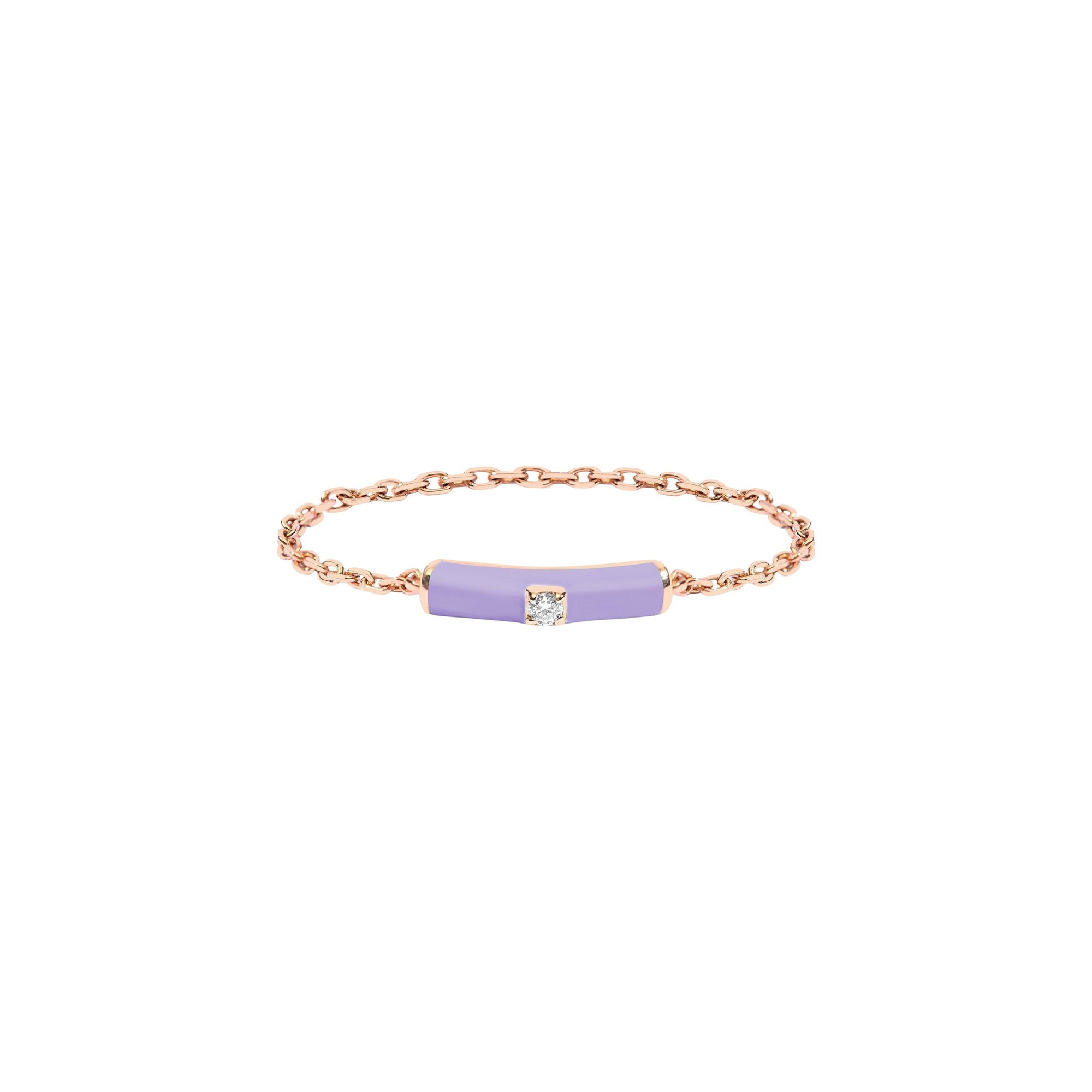 Lilas / Bague Chaîne Émail en Or rose 14K sertie de diamant - Lilas