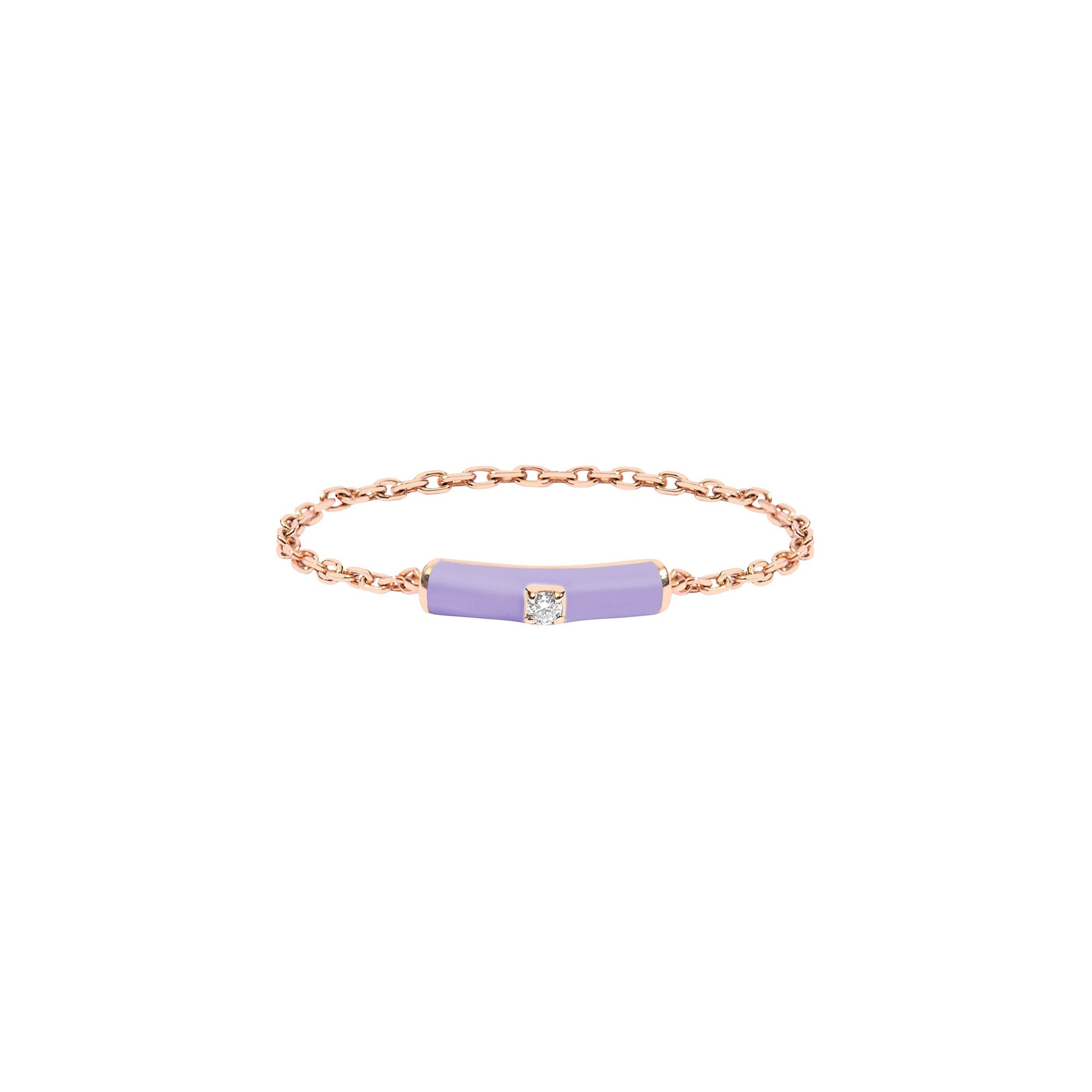 Lilas / Bague Chaîne Émail en Or rose 18K sertie de diamant - Lilas