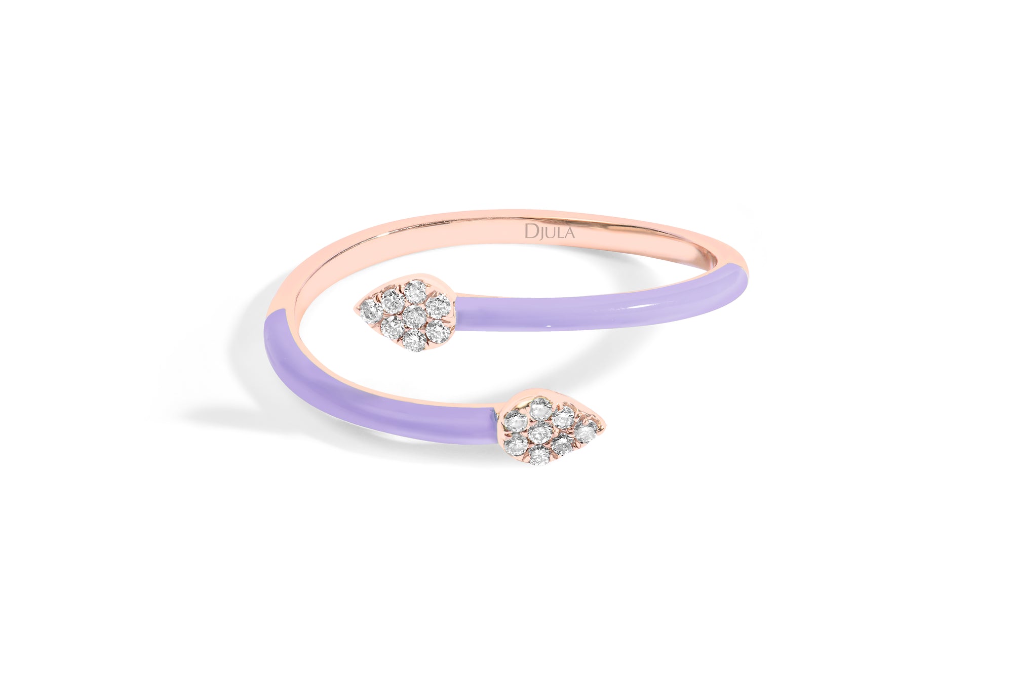 Lilas / Bague Spirale Émail en Or rose 14K sertie de diamants - Lilas
