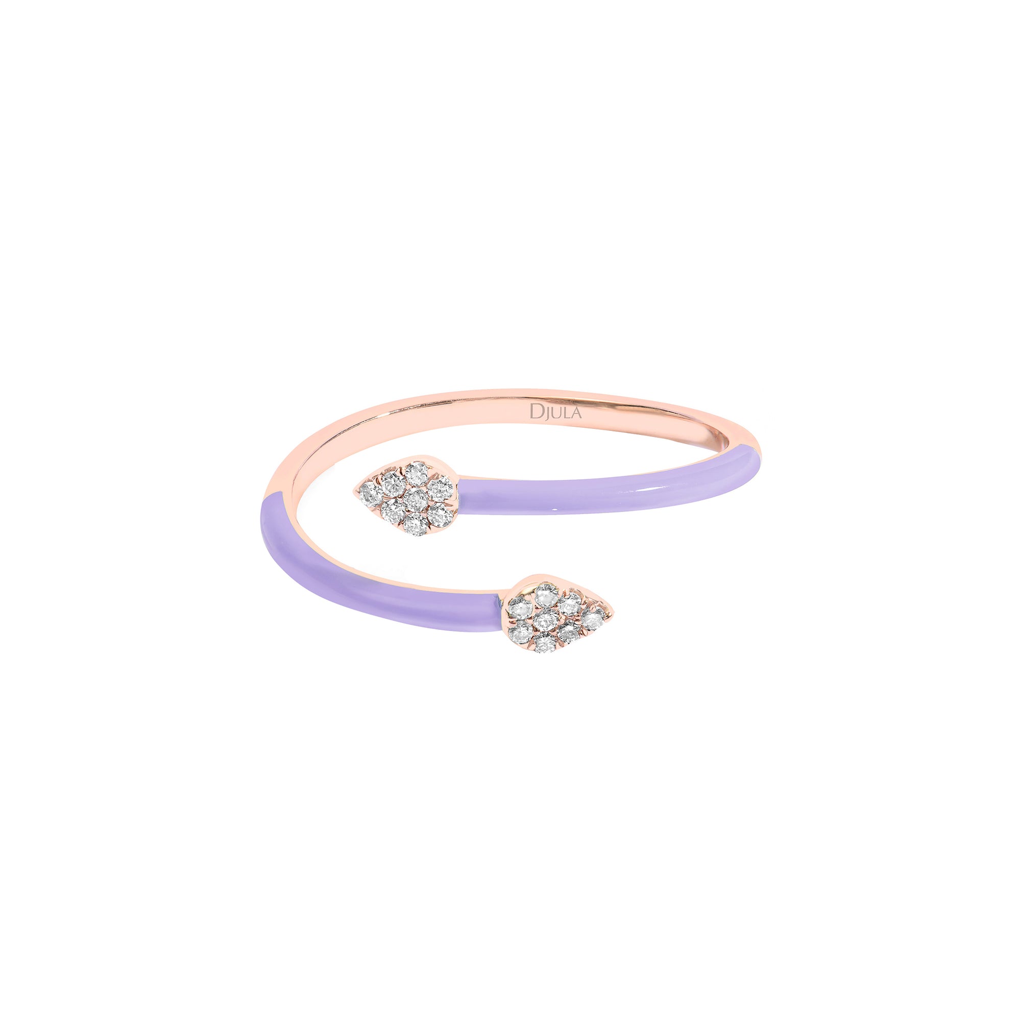 Lilas / Bague Spirale Émail en Or rose 14K sertie de diamants - Lilas